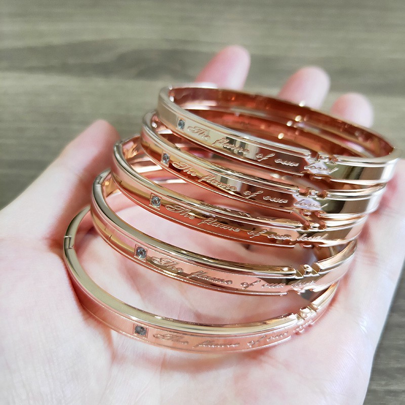 gelang tangan wanita cewek bangle fashion Rose gold bahan titanium impor murah bintang