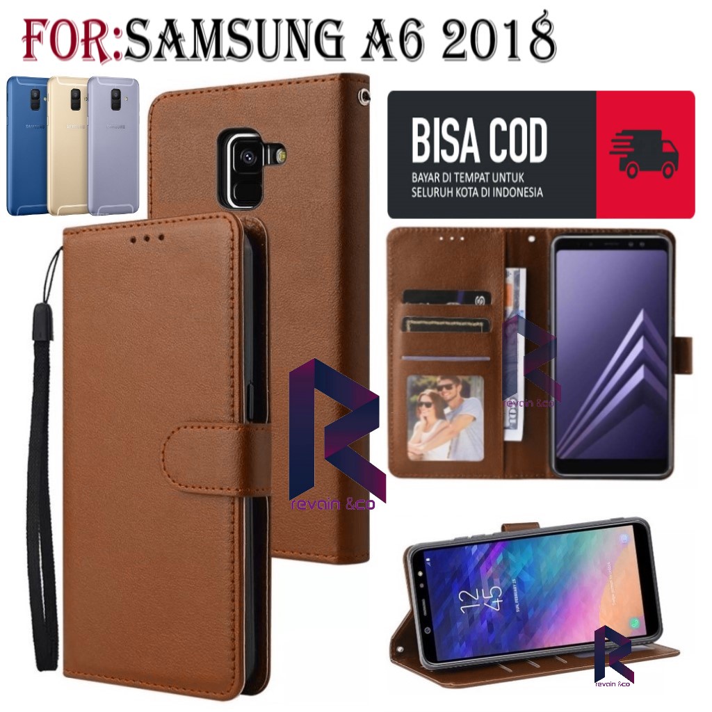 FLIP COVER SAMSUNG A6 2018 CASING DOMPET FLIP WALLET LEATHER KULIT PREMIUM SARUNG BUKA TUTUP FLIP CASE SAMSUNG A6 2018