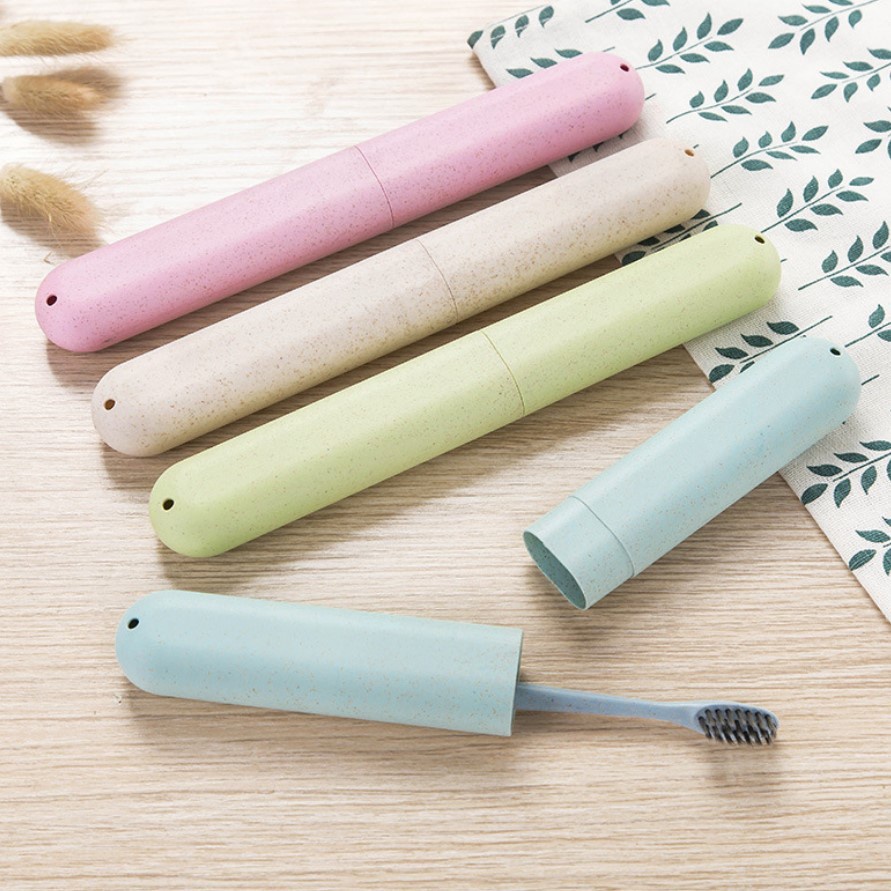 [1pcs Portable Tooth Brushes Case ][Wheat Straw  Travel Toothbrush Chopsticks Pencil Box][ Dust-proof Tooth Brushes Protector]