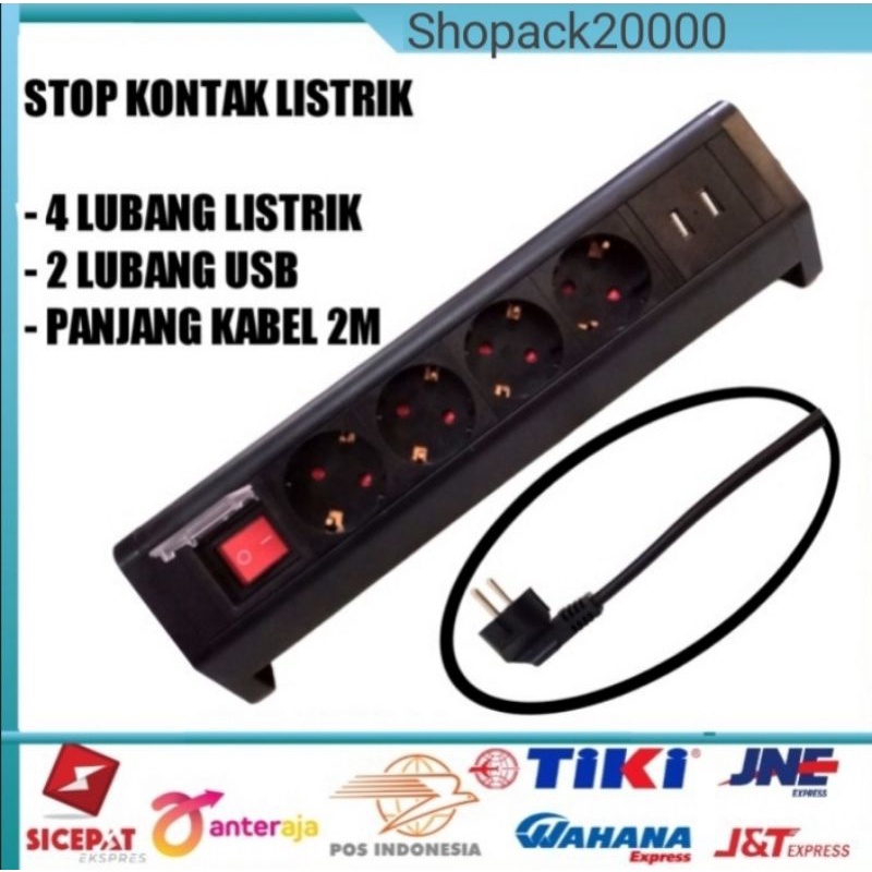 Stop kontak Meja PDU 4 Anti Petir With 2xUSB Fast Port