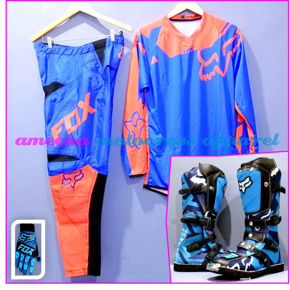 Jerseyset Cross, Sepatu Trail &amp; Sarung Tangan Motocross Fullset - JSG006B