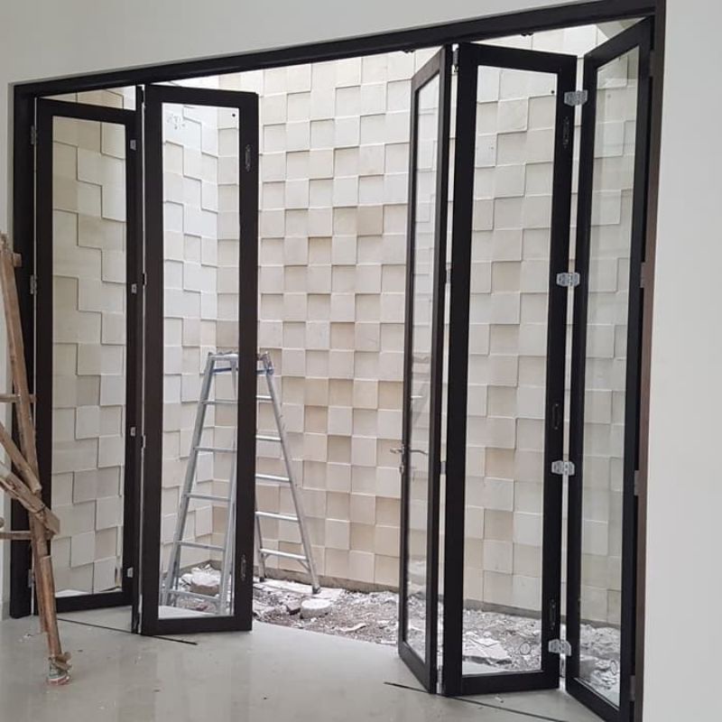 PROMO Pintu lipat aluminium kaca 4 daun free pemasangan depok