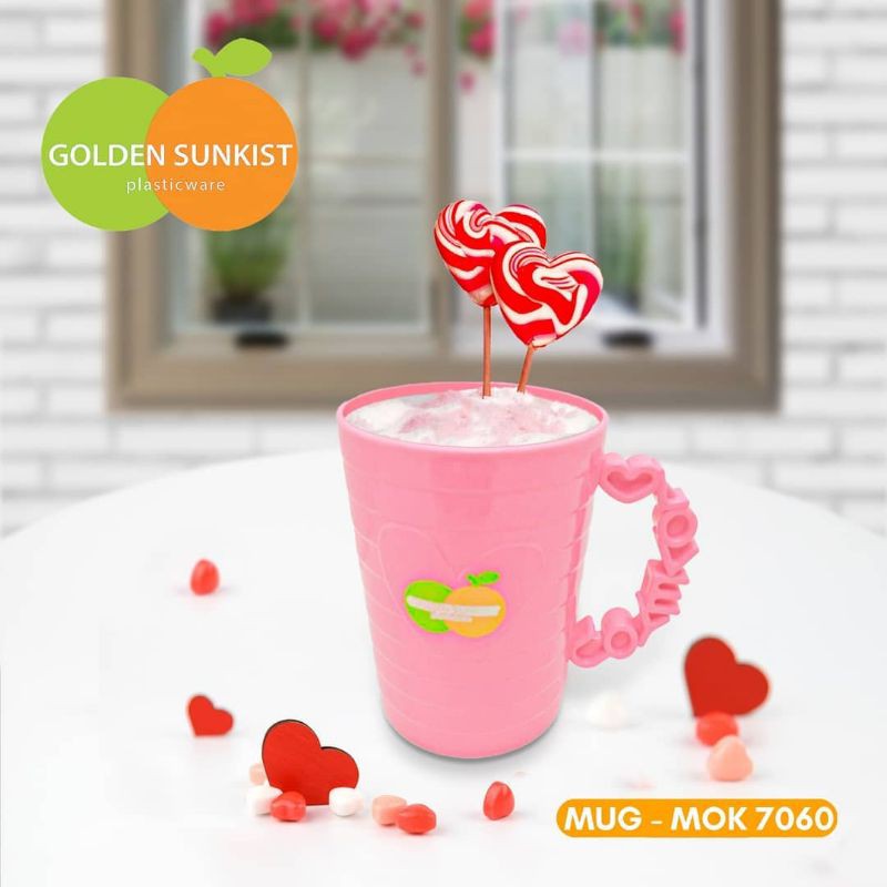 grosir mug love  / cangkir pink / gelas cantik bentuk love / cangkir love