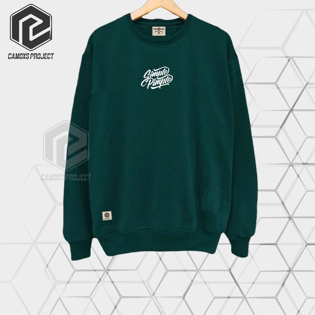 Sweater Crewneck Hijau Botol Simple Pimple Art Sweter Pria Distro Ori Krunek Suiter Sweter Oversize Switer Terbaru Brand Camoxs