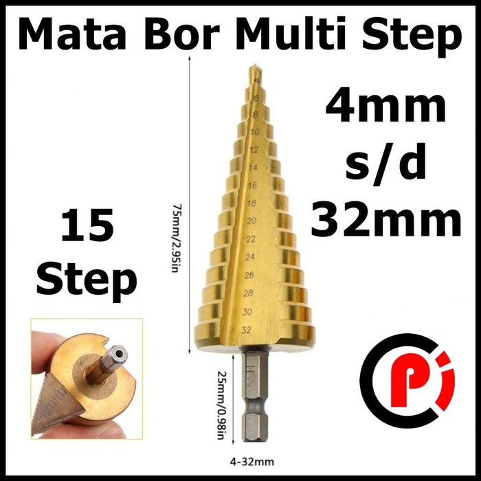 Mata Bor Drill Pagoda 15 Step 4 - 32 mm Countersink Drill Titanium