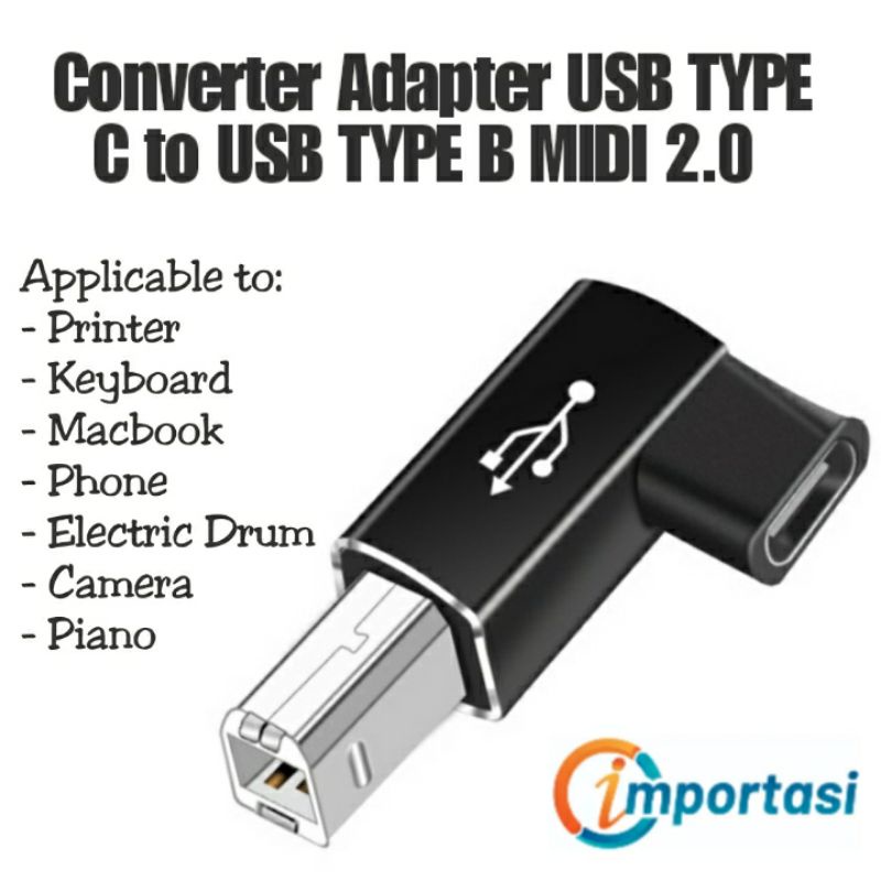 Converter Adapter USB Type C to USB Type B MIDI Interface 2.0 Keyboard Printer Drum Piano