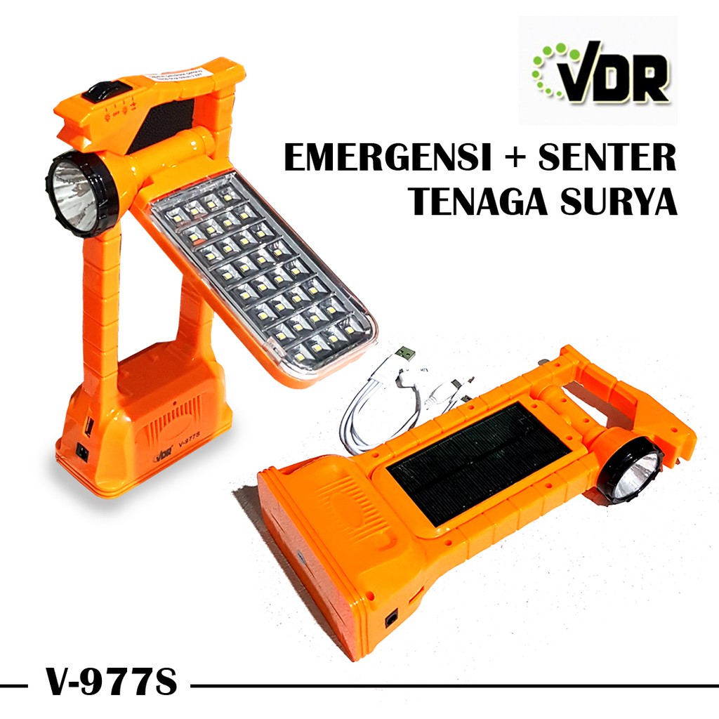 Promo Murah Lampu Emergency Darurat Meja Charge / Tenaga Surya VDR 977S / Emergency Lamp V 977 S