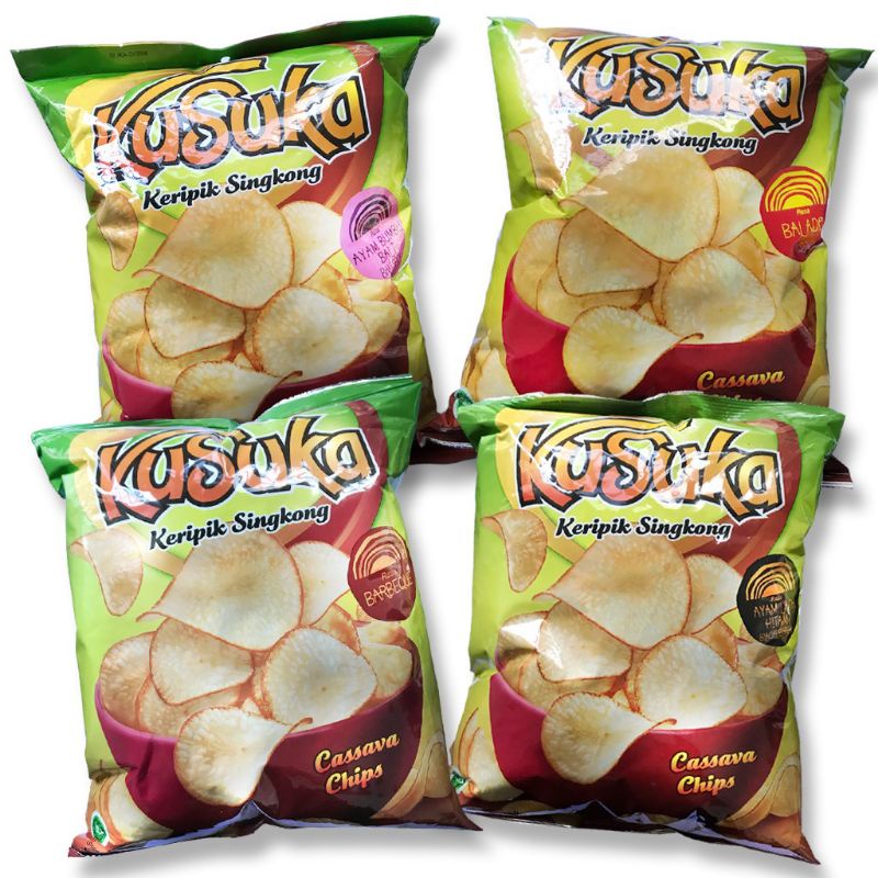 

KUSUKA KERIPIK SINGKONG 180 GRAM ALL VARIAN AYAM LADA HITAM ORIGINAL CHEESE BURGER BALADO MURAH