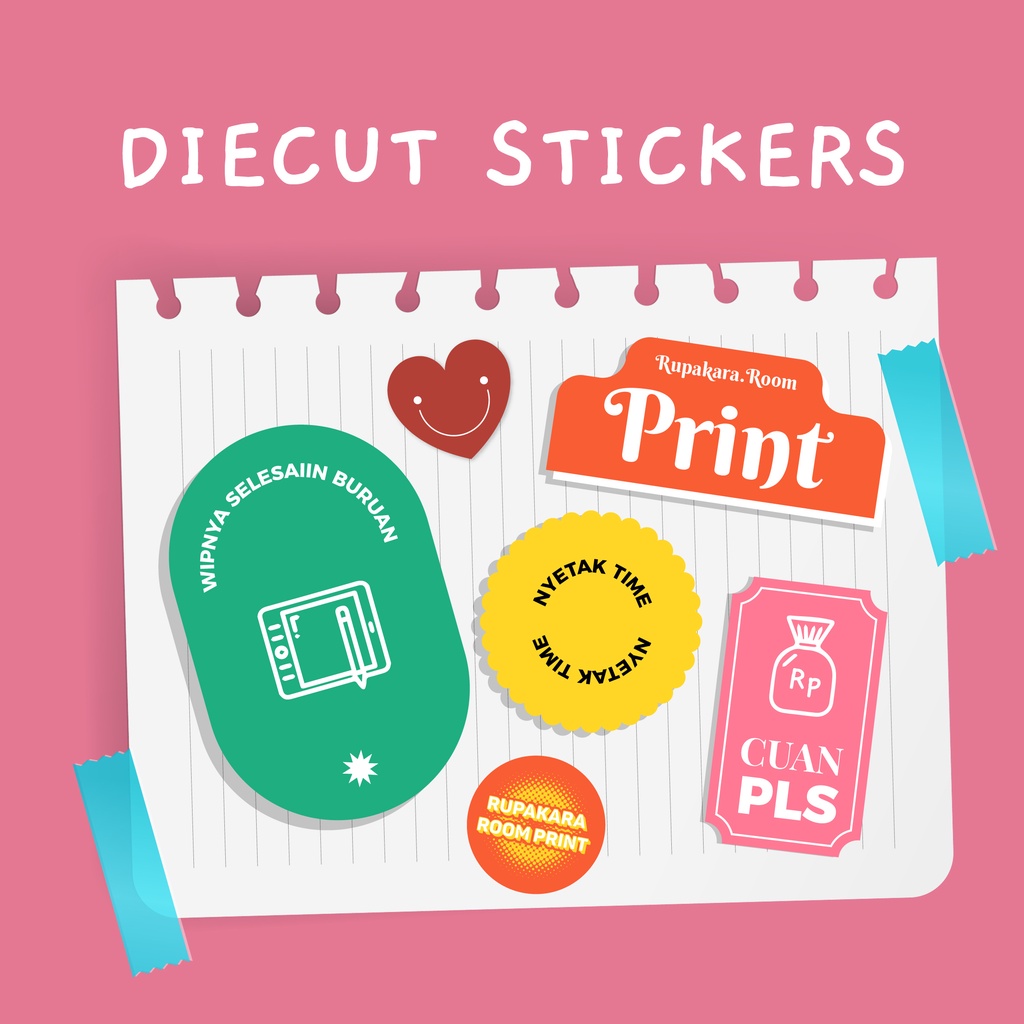 

[RUPAKARA] Custom Stiker Diecut Laminasi Glitter, Holo, Hologram, Kanvas, Doff, Glossy