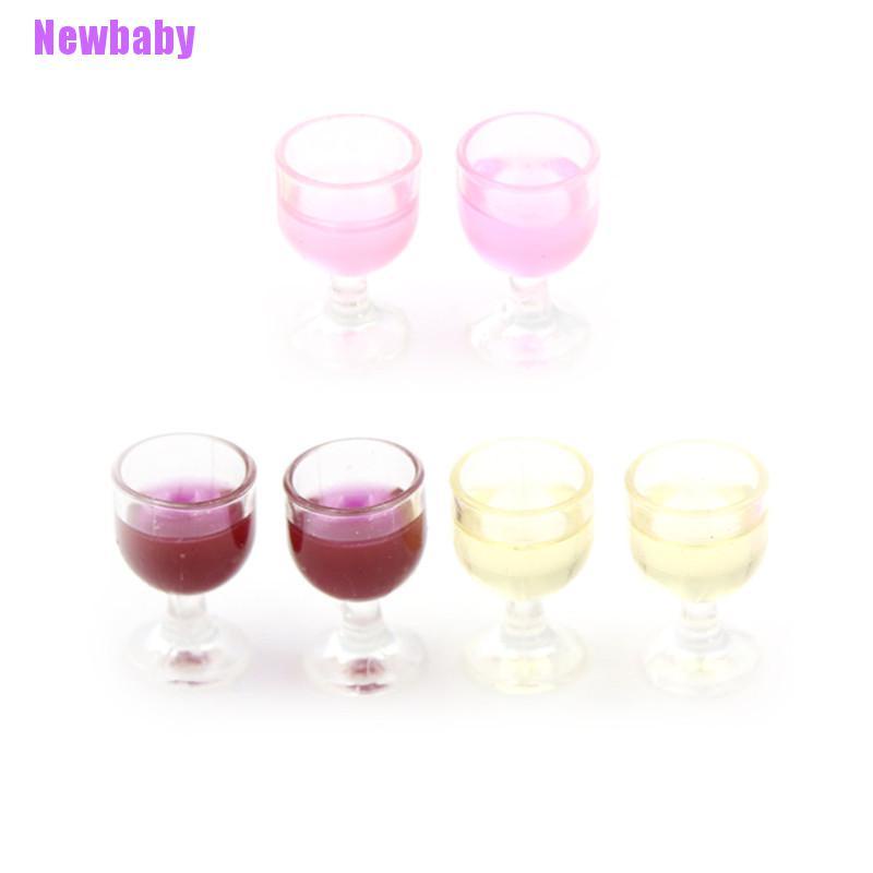 (Newbaby) 2pcs / Set Mainan Miniatur Botol Red Wine Skala 1: 12 Untuk Aksesoris Rumah Boneka