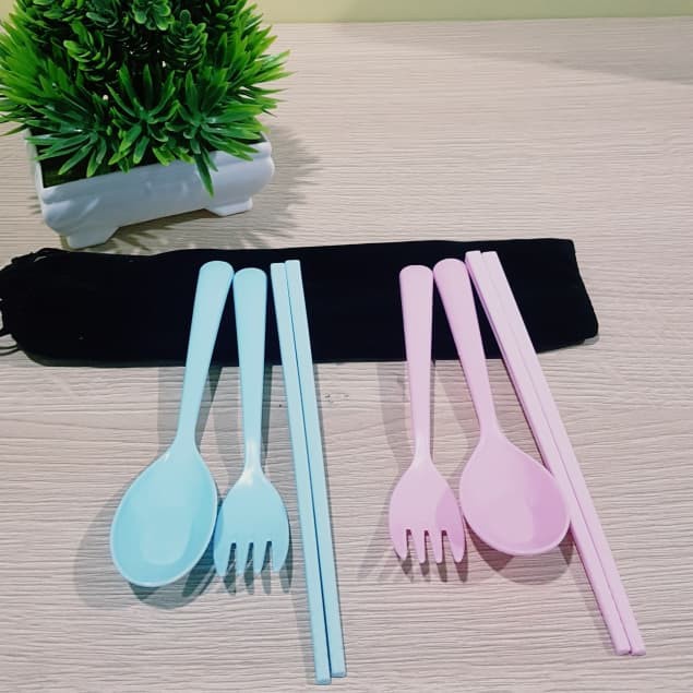 ( KJO ) Sendok Set Jerami Non Pack Sendok Makan sumpit Garpu Jerami