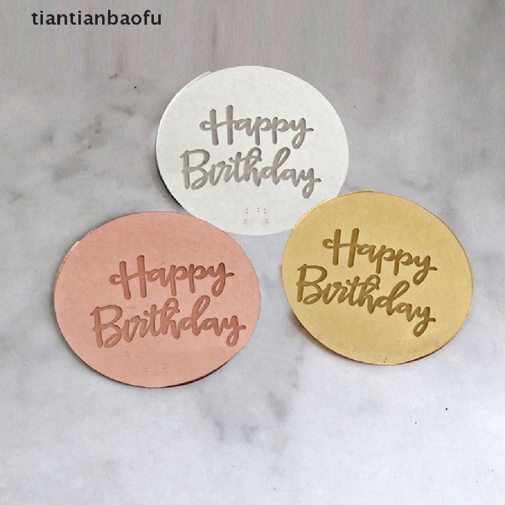 10pcs Topper Kue Ulang Tahun Bentuk Lingkaran Bahan Akrilik Warna Rose Gold