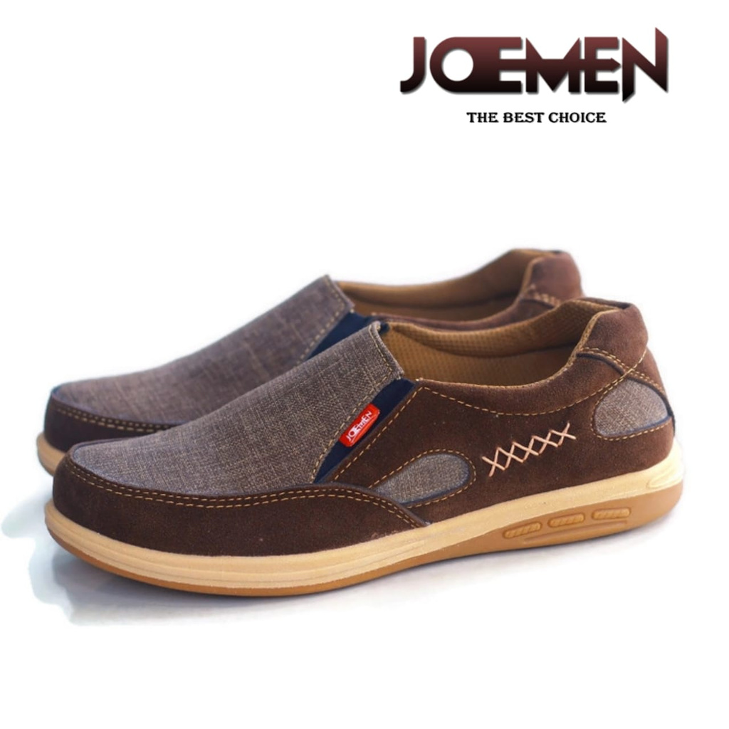 Sepatu Pria Slip On Kasual Kerja Kulit Sintetis Joemen J54