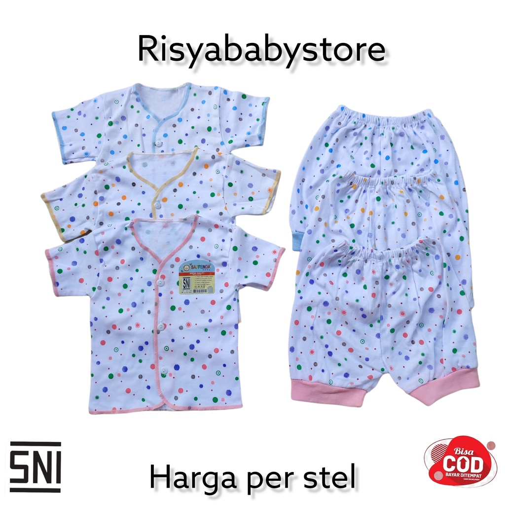 Ecer Stelan Polkadot Saffenda/ baju bayi newborn set