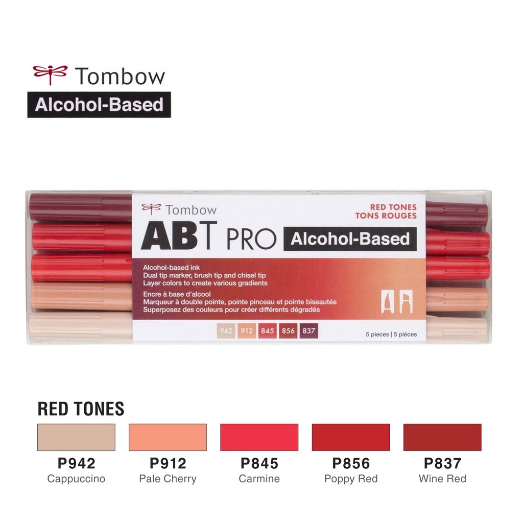 

Tombow ABT Pro RED Tones Art Markers Set 5 Dual Tip Brush Pen