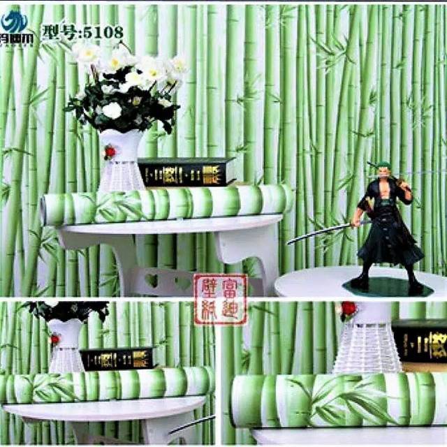 Wallpaper Stiker Dinding 10 Meter - Bambu Hijau V2