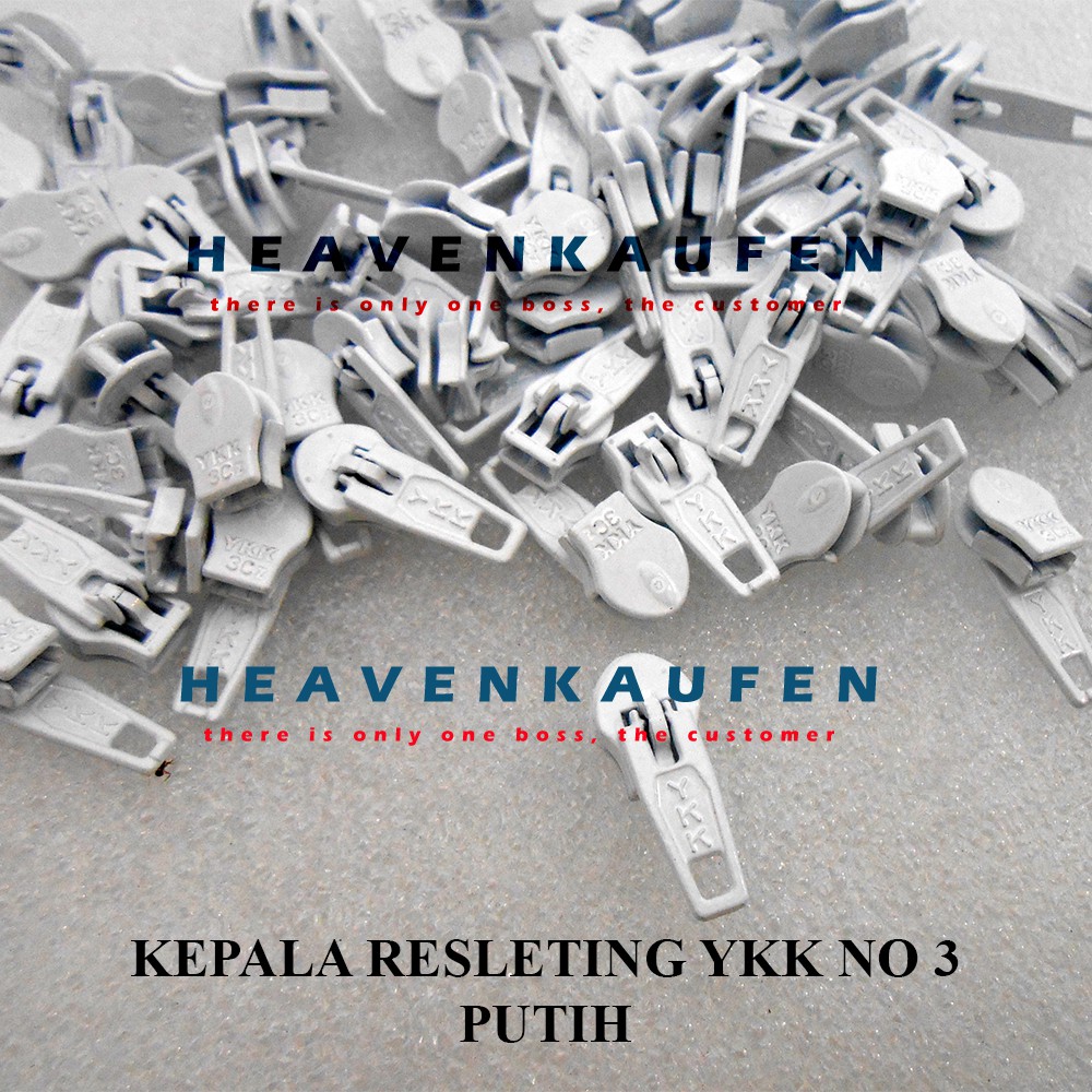 Kepala Resleting / Kepala Zipper YKK No 3 Putih Murah