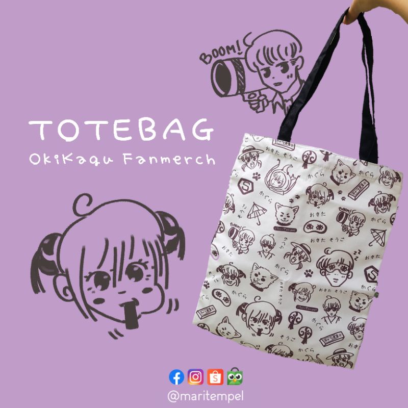 OkiKagu - Anime Gintama Canvas Totebag by Mari Tempel - READY - Okita Sougo - Kagura - Merchandise