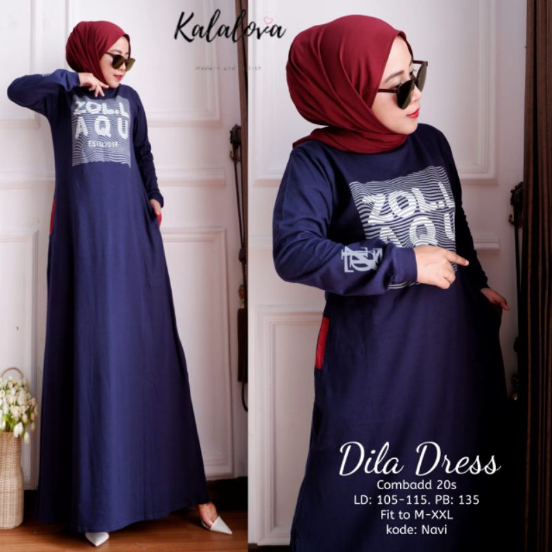 Gamis Kaos Jumbo Import Premium Lengan Panjang. Original Dress Kaos Cotton Combed 20 S Bahan Tebal H