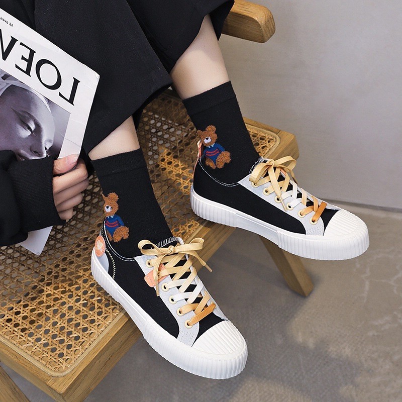 AVANCEID 1926 Sepatu Sneakers Boots Wanita Canvas Kerja Sekolah Hitam Import