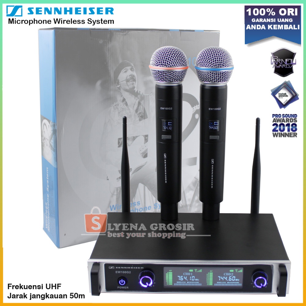 MIC Wireless Sennheiser EW100G2 Microphone Werles System 2 Handheld Frequency UHF EW 100G2 Original