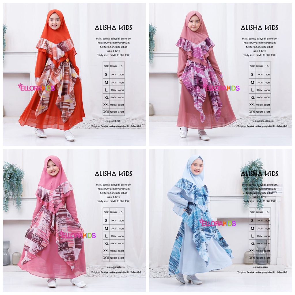 ALISHA KIDS_GAMIS ANAK PEREMPUAN_DRESS ANAK PEREMPUAN BY ELLORA KIDS SIZE S DAN M