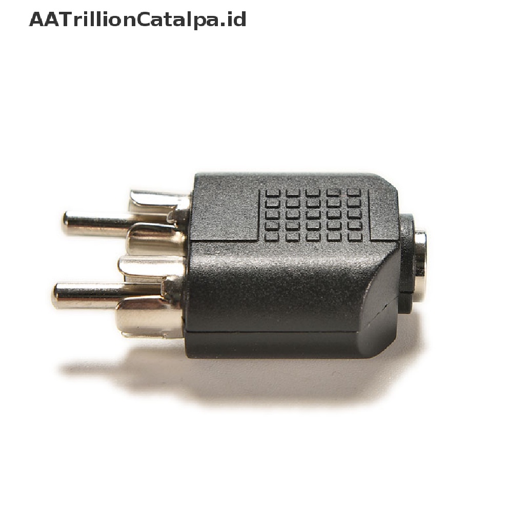 Adapter Konektor Jack Audio Stereo 3.5mm Female Ke 2 RCA Male Lapis Silver