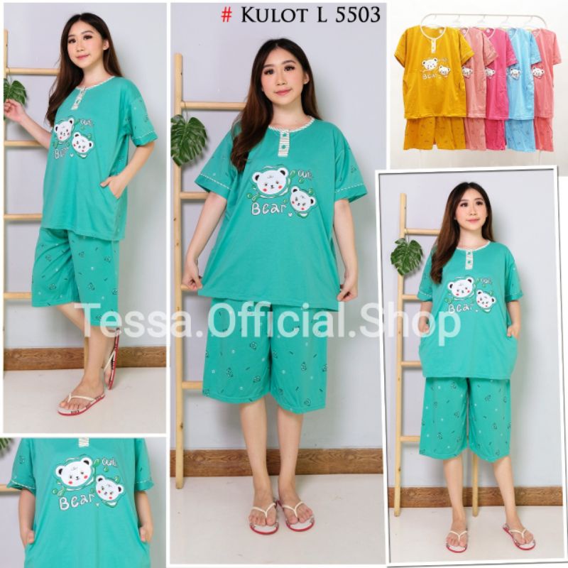 PAKET 6PCS KULOT TESSA / BAJU TIDUR 3/4 JUMBO TESSA