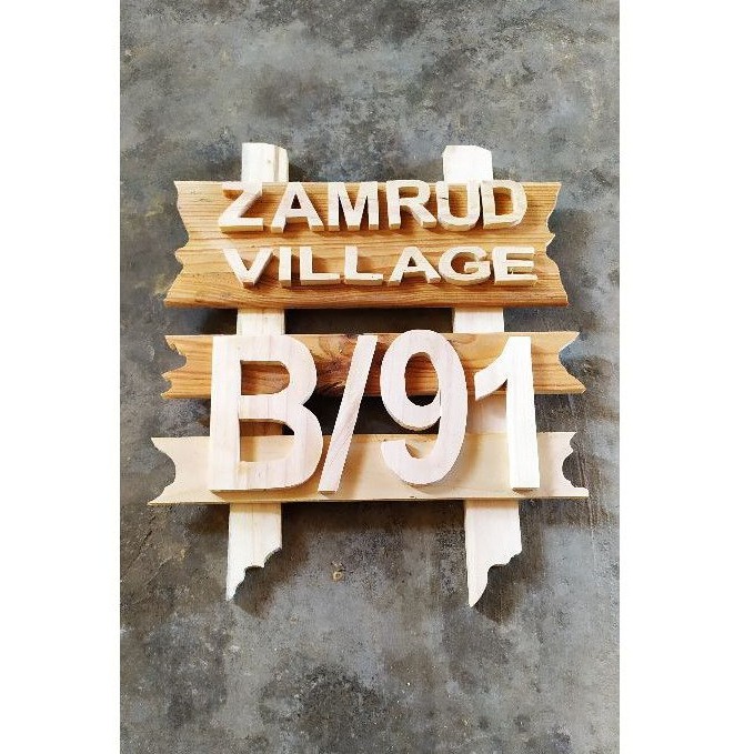 Papan Nama Rumah Custom 25x20cm- Nomor Rumah - Nomor/Nama Kamar - Ruangan dari Kayu Pinus