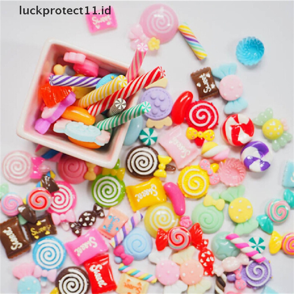 //HG&amp;ID// 10Pcs DIY Phone Case Decor Crafts Miniature Resin Lollipop Candy Dollhouse Food Supply .