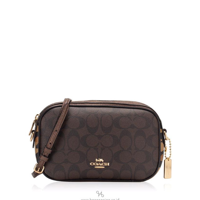 Ready Stok Coach 35083 Signature Leopard Mixed Isla Crossbody Brown Multi ON SALE