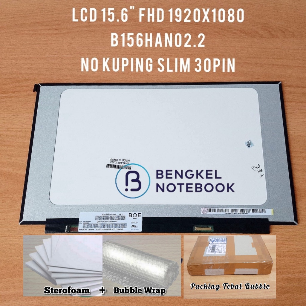 LCD 15.6&quot; FHD 1920x1080 No kuping slim 30pin Frame Kecil B156HAN02.2