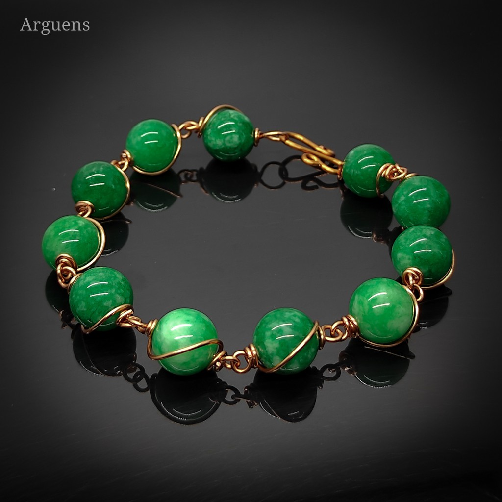 Arguens : Gelang Wanita Batu Giok Burma Lapis Emas Rose Gold-5