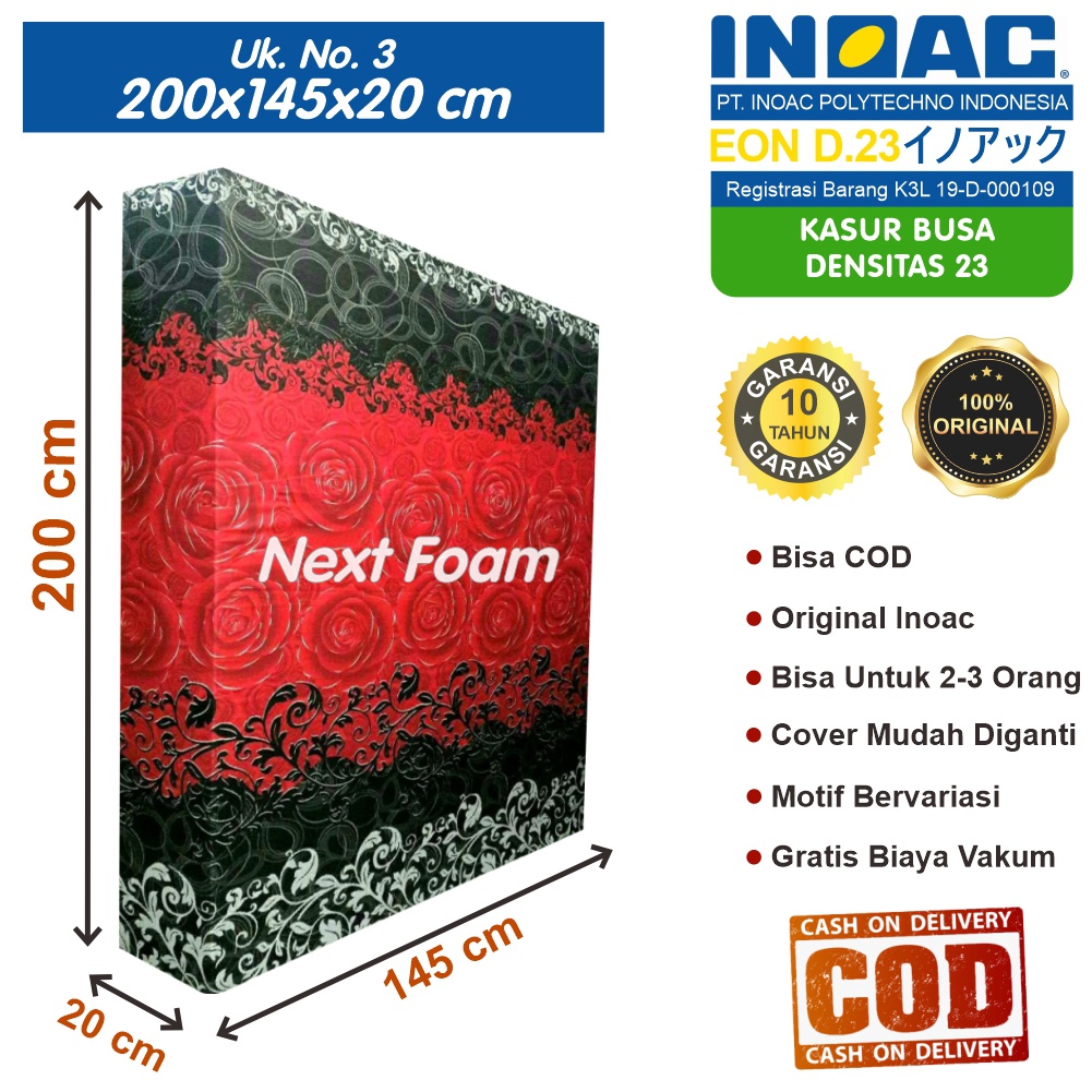 Kasur Busa Inoac Ukuran No 3 200x145x20 cm Tebal 20 cm EON D23 ORIGINAL INOAC Garansi 10 Tahun Asli