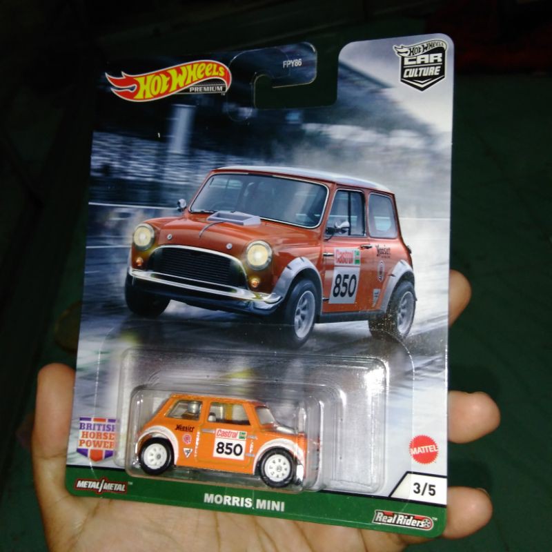 Morris Mini Cooper British Horse Power Car Culture Ban Karet Base Besi Hw Hot Wheels Rare Rwb Blv Ka