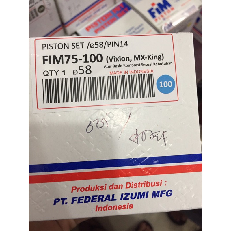 Piston seher vixion mx king mx lama fim jenong 57 - 60 mm pin 14-58mm