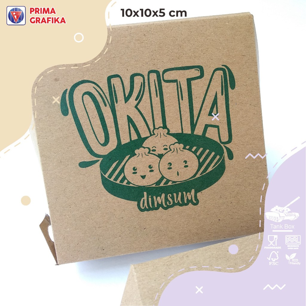 

Prima Grafika Box Takoyaki Box Dimsum 10x10x5 Kraft Custom - Mini Box