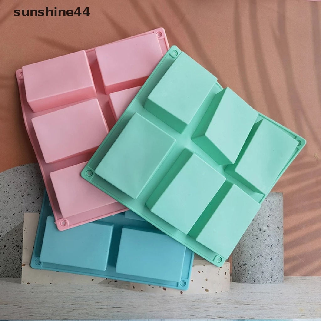 Sunshine Cetakan Sabun Handmade DIY Bentuk Persegi Panjang Dengan 6 Lubang