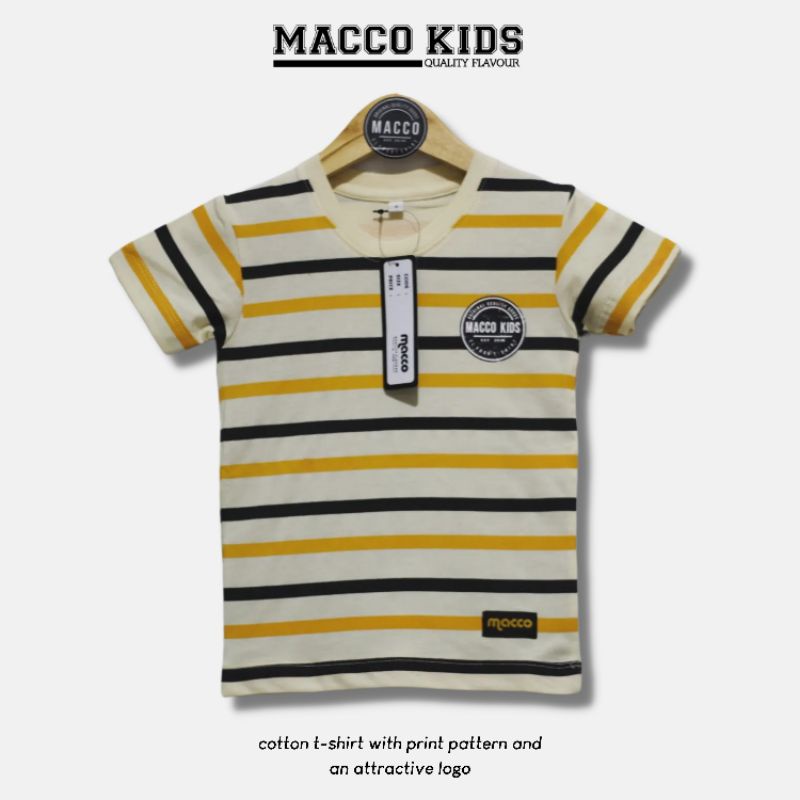kaos macco salur warna cream/kaos anak distro/kaos anak keren