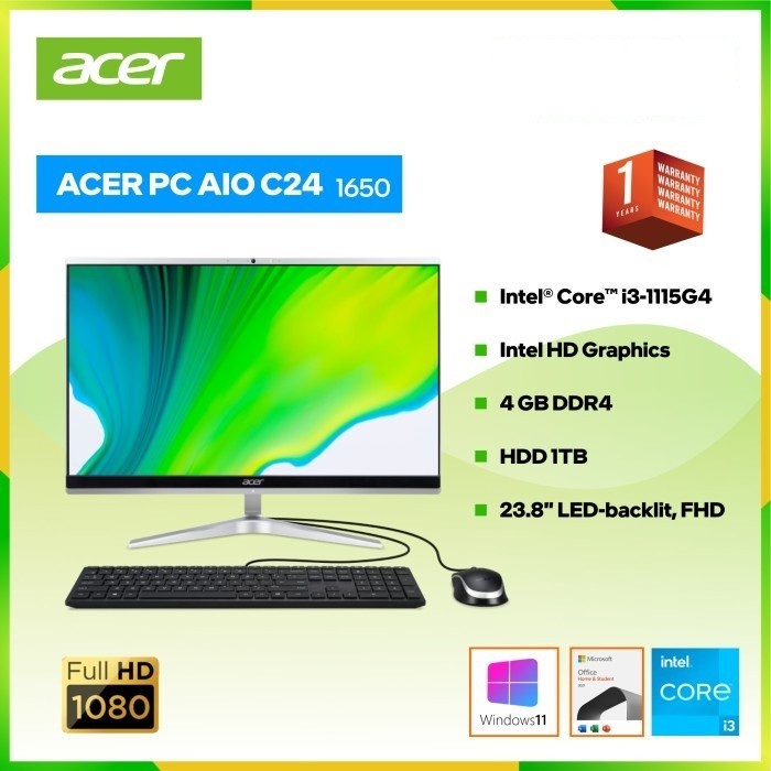 ACER PC ALL IN ONE C24-1650 [i3-1115G4 4GB 1TB HDD 23,8" Win11+OHS]