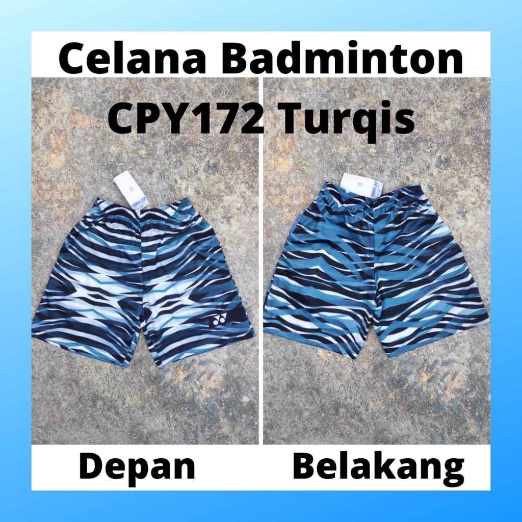 Celana badminton pria manset pendek futsal outfit short pants bawahan wanita bulutangkis dewasa kostum sepak bola pakaian olahraga surfing apparel menset sport casual sepeda compression suit base layer voli CPY172 turqis loreng