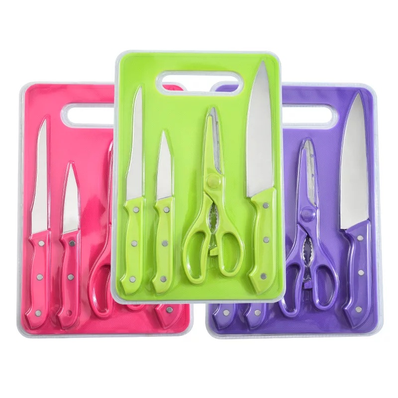 FS Knife set with cutting board 5 in 1 pcs/Pisau set + talenan