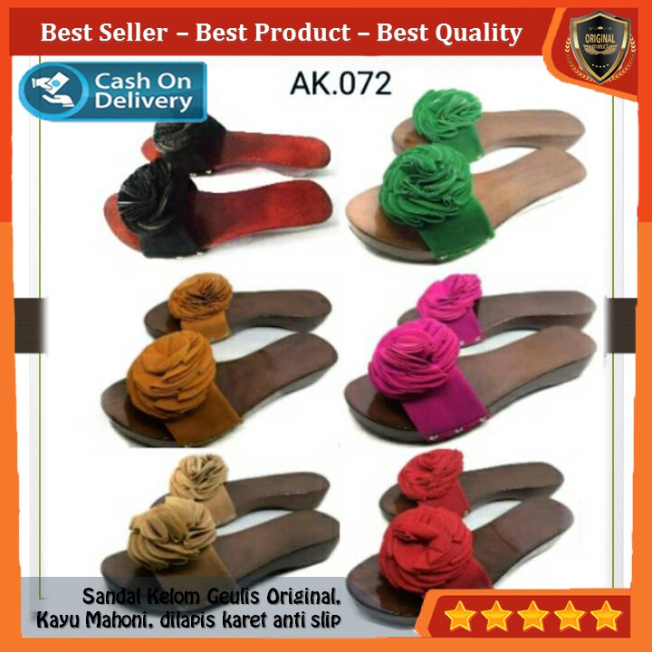 Kelom Gelis Wedges Sandal Wanita Terompah Sendal Kayu Modern, Kelom Geulis Model No AK072 COD