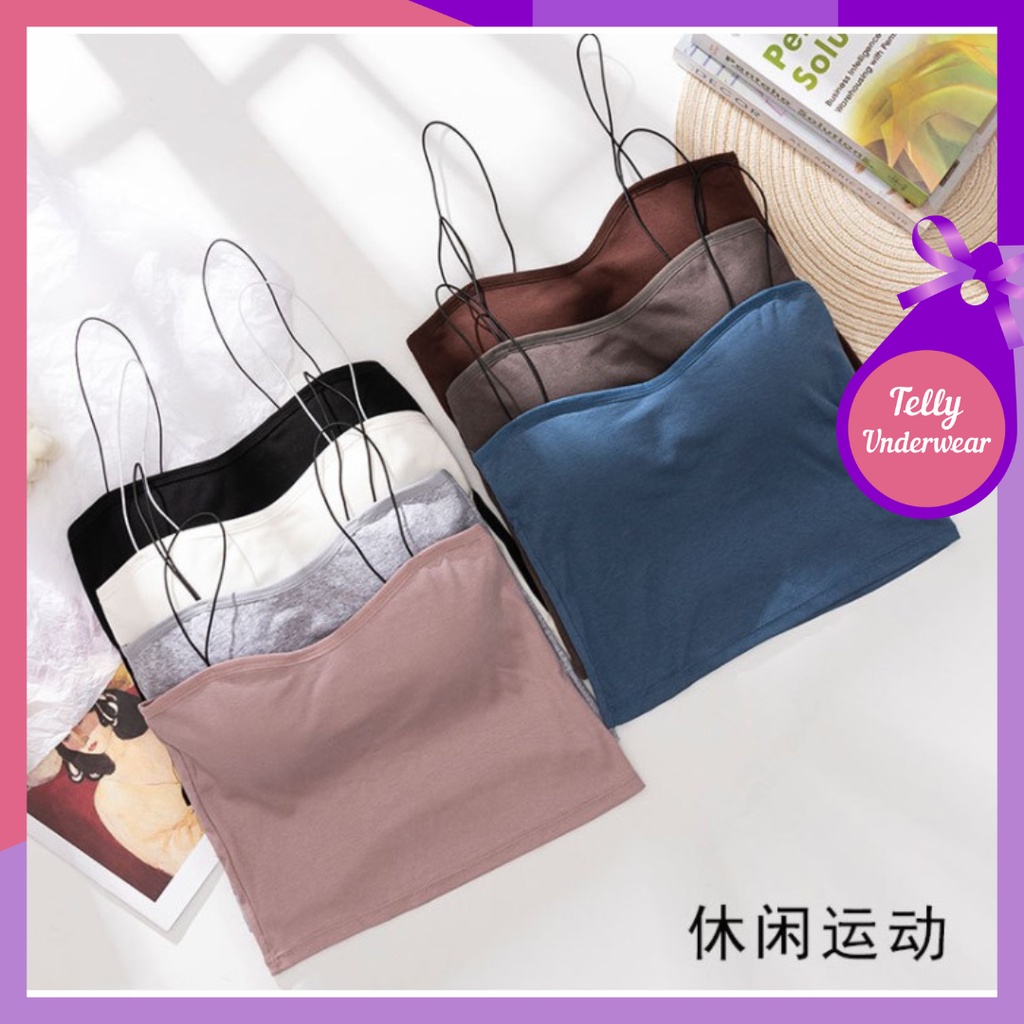 TELLY ➡️ 057 Tank top Bra With Cup BH Singlet Wanita Import