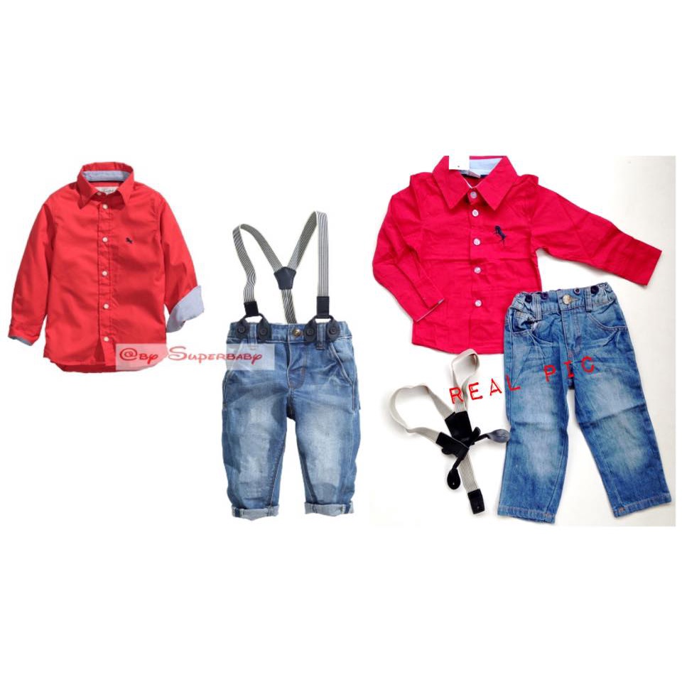 H & M - RED SHIRT SUSPENDER