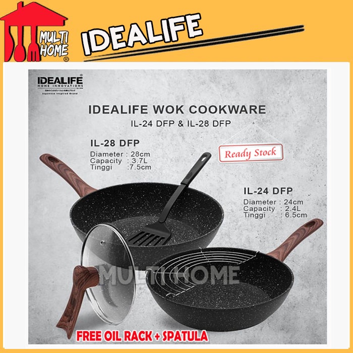 Idealife Deep Frypan Cookware - Panci Penggorengan Anti Lengket