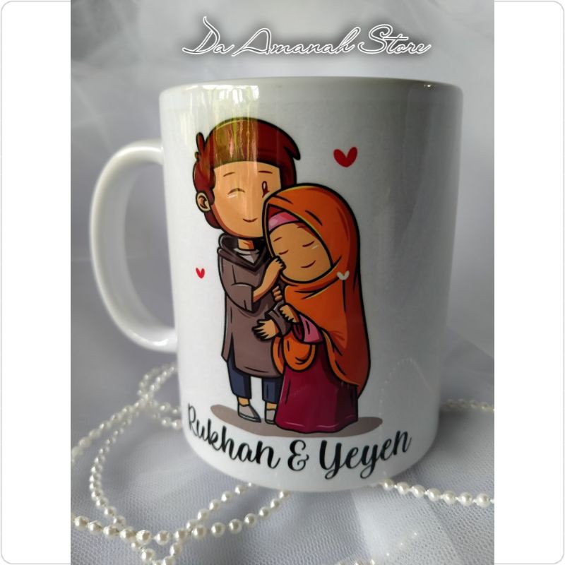 MUG COUPLE MURAH / SPECIAL KADO WEDDING PERNIKAHAN ENGAGEMENT / MUG GELAS TERMURAH TERLARIS