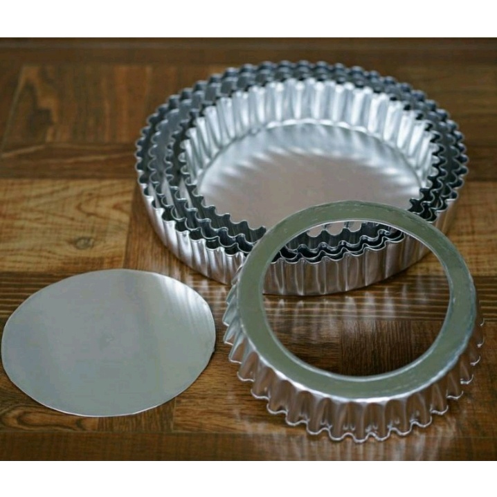 Loyang/Cetakan Kue Pie/Pai Bongkar Pasang | Bahan Aluminium - Ukuran 16/18/20/22/24cm