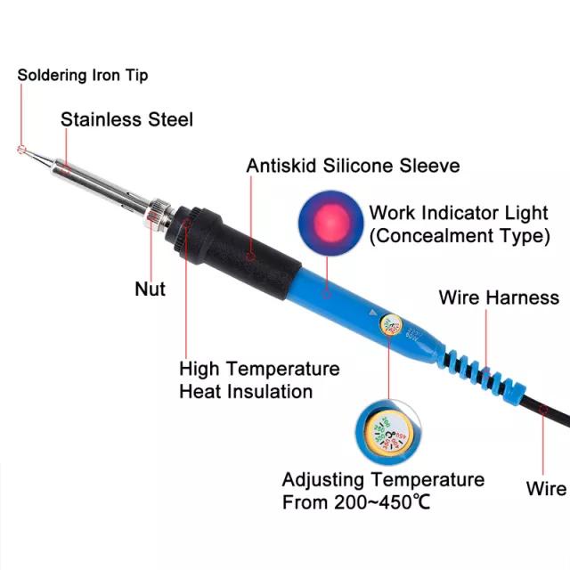 Solder Listrik Tangan 60W Adjustable Temperature Iron Solder Laptop hp komputer tv elektronik