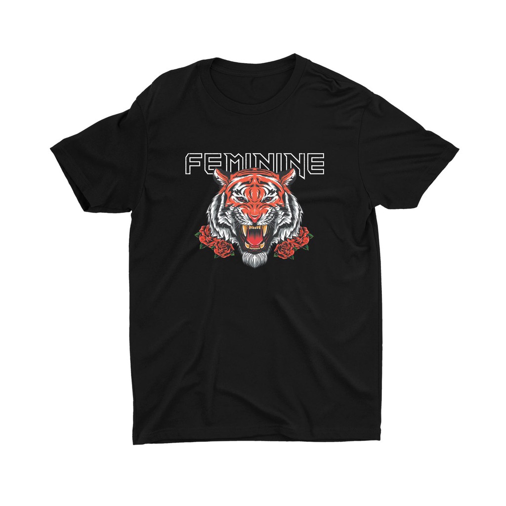 Tshitrallday Kaos Premium Unisex Pria &amp; Wanita bisa Oversize 100% Cotton Combed GRAPHIC FEMININE TIGER